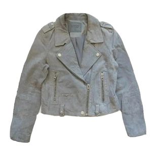 BLANKNYC Women's Gray Solid Leather Jacket Size S Lined Pockets Good Conditions